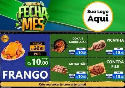 Modelo de Encarte para Encarte A4 Horizontal com o tema Operação Fecha Mês para Assados