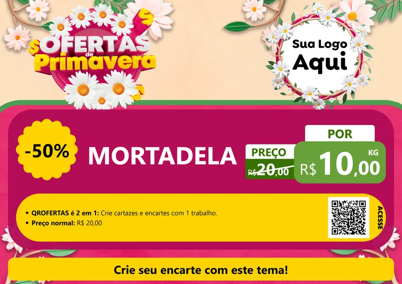 Modelo de Cartaz para Cartaz A4 Horizontal com o tema Ofertas de Primavera para Frios e Laticínios