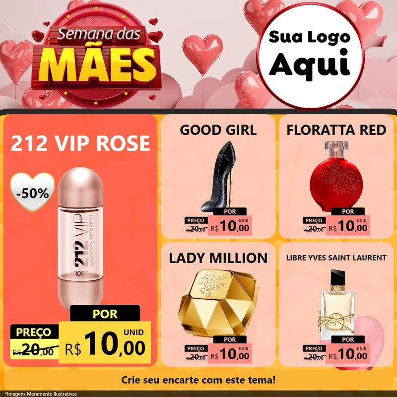 Modelo de Rede Social para Feed Facebook com o tema Semana das Mães para Perfumes