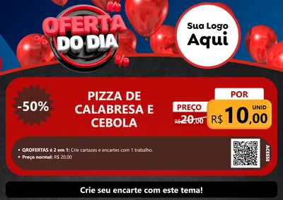 Modelo de Cartaz para Cartaz A4 Horizontal com o tema Oferta do Dia para Pizzaria