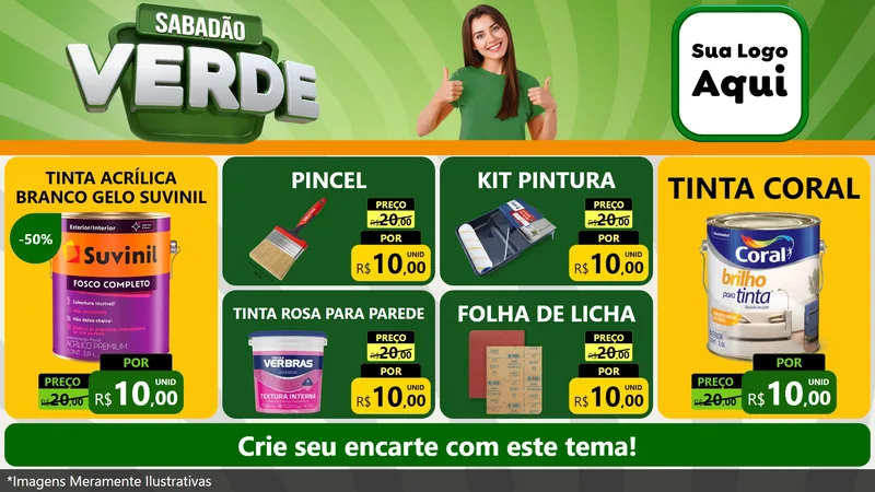 Modelo de TV para TV Horizontal com o tema Sabadão Verde para Tintas e Ferramentas