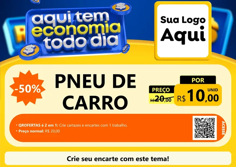 Modelo de Cartaz para Cartaz A4 Horizontal com o tema Aqui Tem Economia Todo Dia para Auto peças