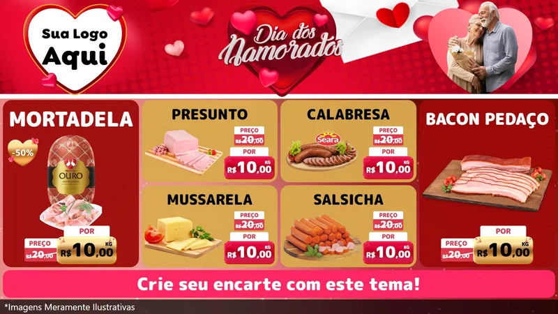 Modelo de TV para TV Horizontal com o tema Dia Dos Namorados para Frios e Laticínios