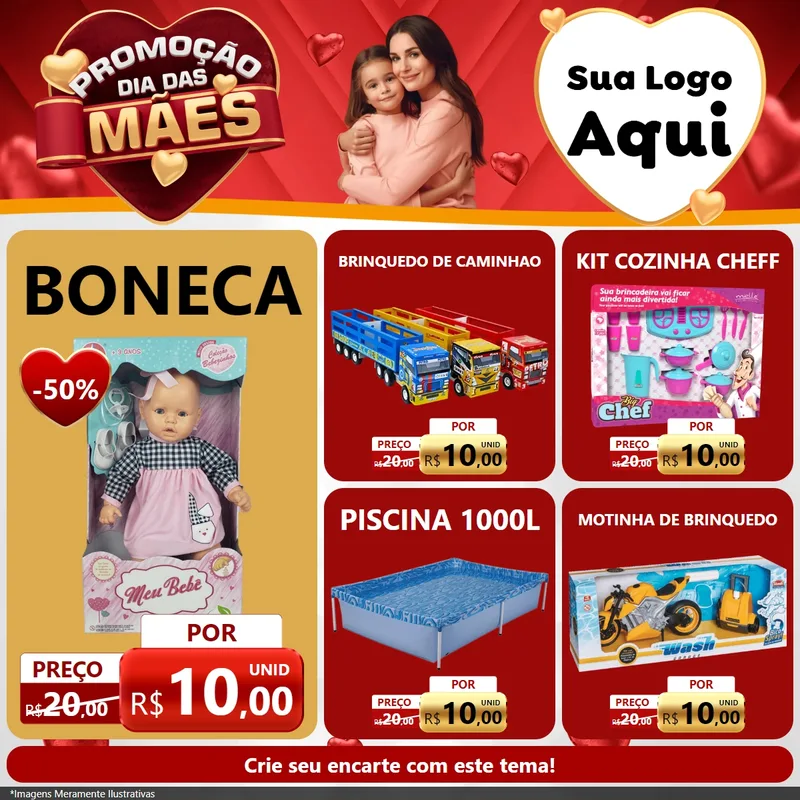 Modelo de Rede Social para Feed Facebook com o tema Promoção Dia das Mães para Brinquedos
