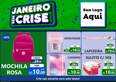 Modelo de Encarte para Encarte A4 Horizontal com o tema Janeiro Sem Crise para Papelaria
