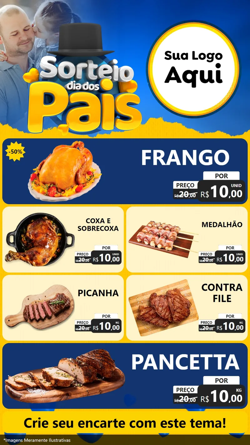 Modelo de TV para TV Vertical com o tema Sorteio Dia Dos Pais para Assados