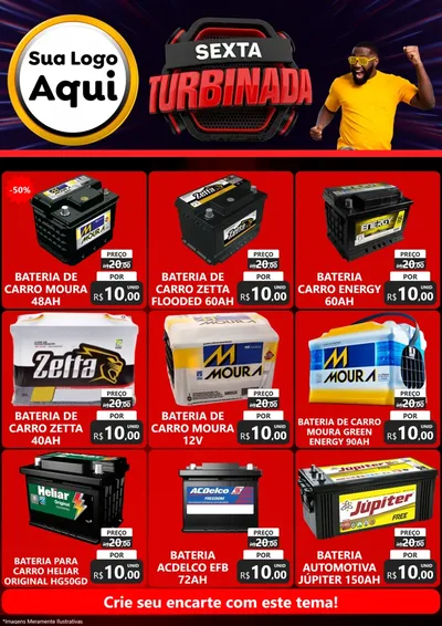 Modelo de Encarte para Encarte A4 Vertical com o tema Sexta Turbinada para Baterias Elétricas