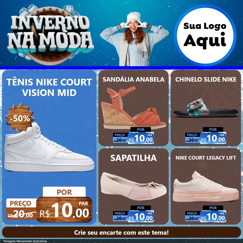 Modelo de Rede Social para Feed Facebook com o tema Inverno na Moda para Calçados