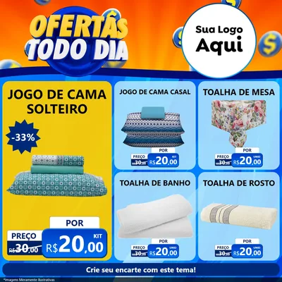 Modelo de Rede Social para Feed Facebook com o tema Ofertas Todo Dia para Cama, Mesa e Banho