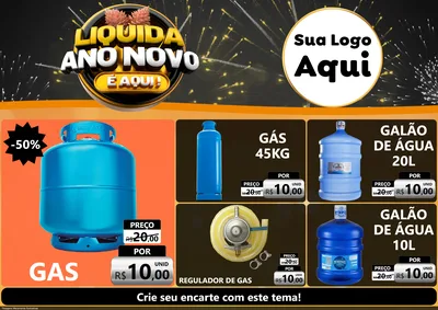Modelo de Encarte para Encarte A4 Horizontal com o tema Liquida Ano Novo É Aqui! para Água e gás
