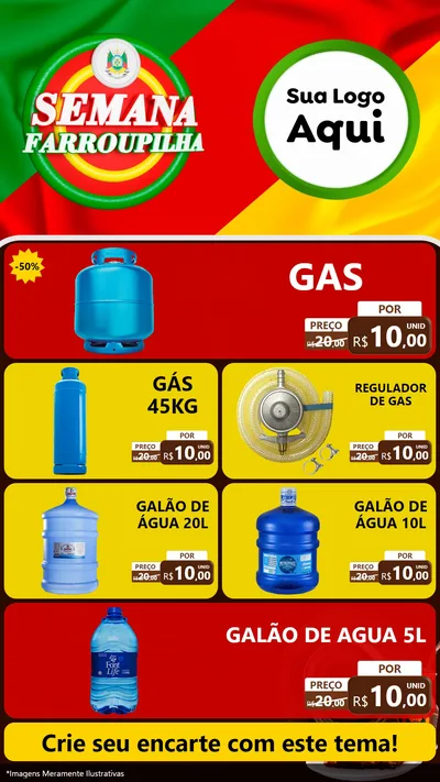Modelo de TV para TV Vertical com o tema Semana Farroupilha para Água e gás