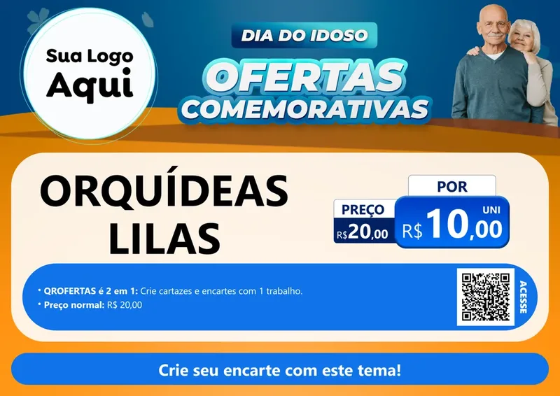 Modelo de Cartaz para Cartaz A4 Horizontal com o tema Dia do Idoso para Floricultura e jardim