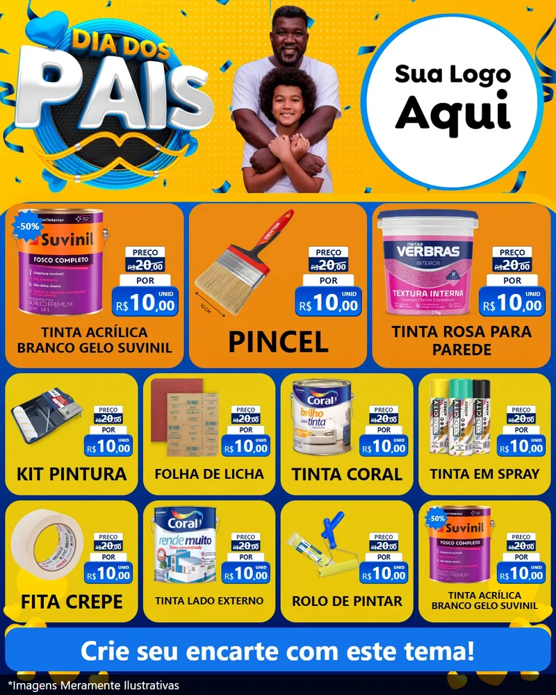 Modelo de Rede Social para Feed Instagram com o tema Dia dos Pais para Tintas e Ferramentas