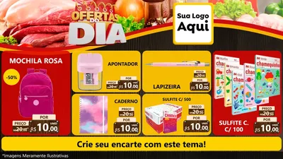 Modelo de TV para TV Horizontal com o tema Ofertas do Dia para Papelaria