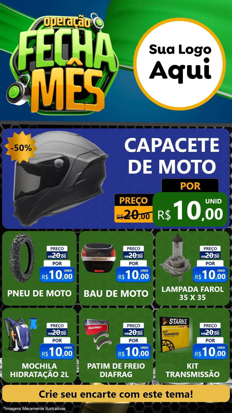 Modelo de Rede Social para Stories com o tema Operação Fecha Mês para Moto peças