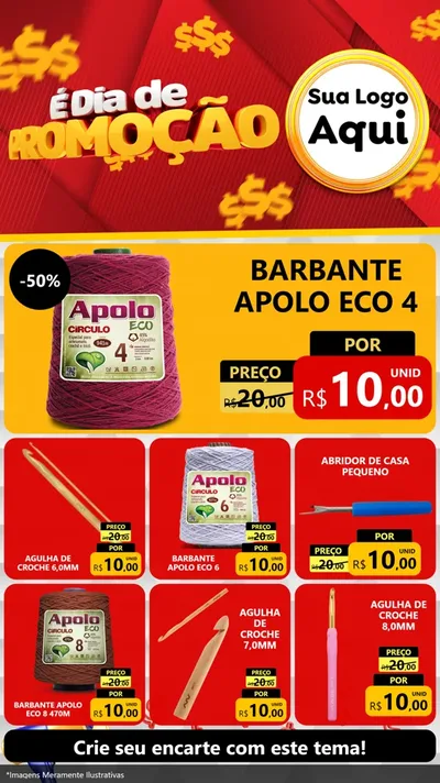 Modelo de Rede Social para Stories com o tema É Dia De Promoção para Armarinho e Aviamentos