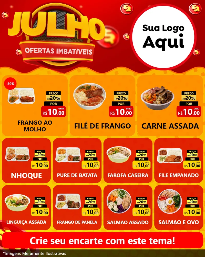 Modelo de Rede Social para Feed Instagram com o tema Julho Ofertas Imbatíveis para Restaurante
