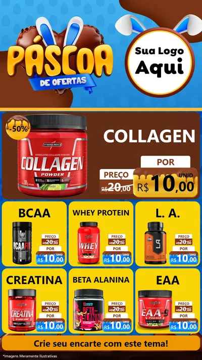 Modelo de Rede Social para Stories com o tema Páscoa de Ofertas para Suplementos alimentares