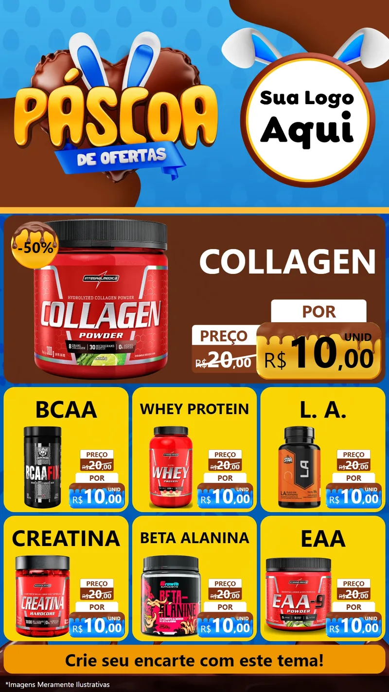 Modelo de Rede Social para Stories com o tema Páscoa de Ofertas para Suplementos alimentares