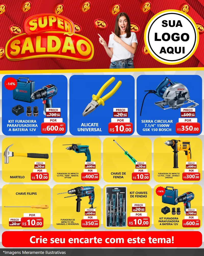 Modelo de Rede Social para Feed Instagram com o tema Super Saldão para Maquinas e Ferramentas