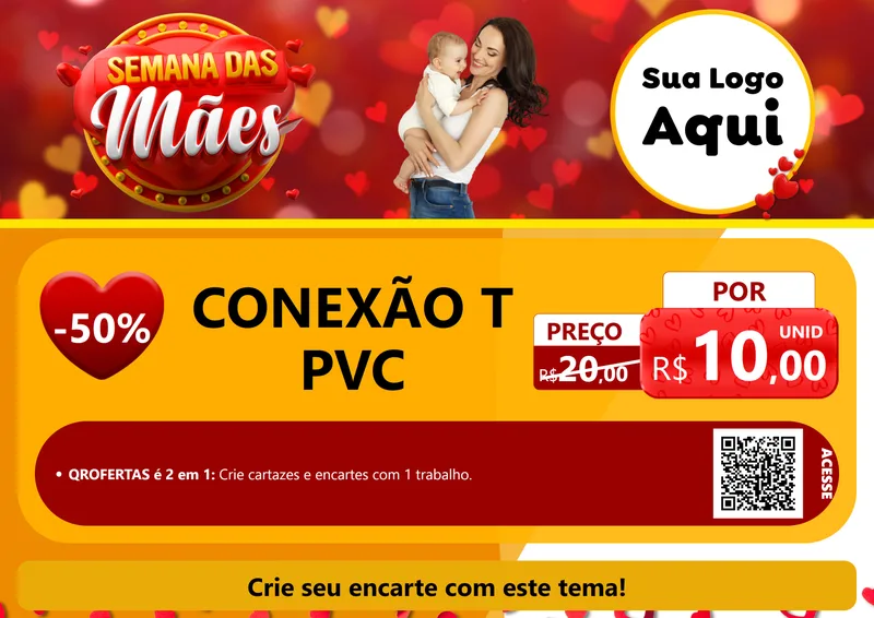 Modelo de Cartaz para Cartaz A4 Horizontal com o tema Semana das Mães para Tubos e conexões