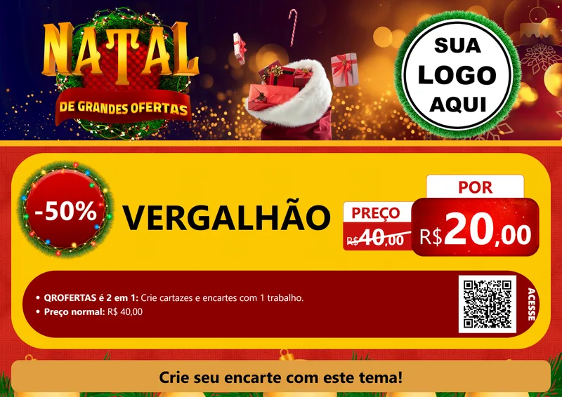 Modelo de Cartaz para Cartaz A4 Horizontal com o tema Natal de Grandes Ofertas para Ferragens