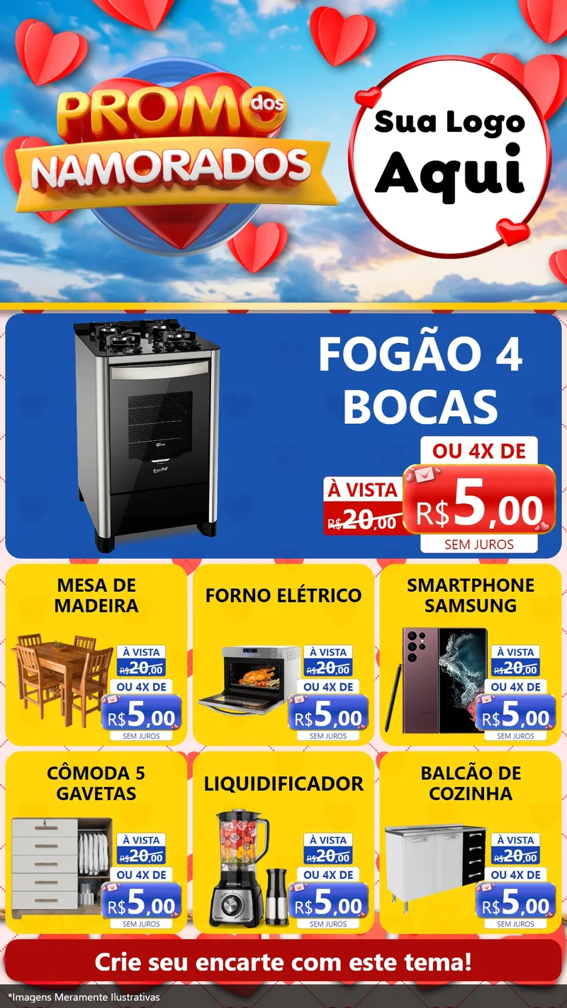 Modelo de Rede Social para Stories com o tema Promo dos Namorados para Móveis e Eletro