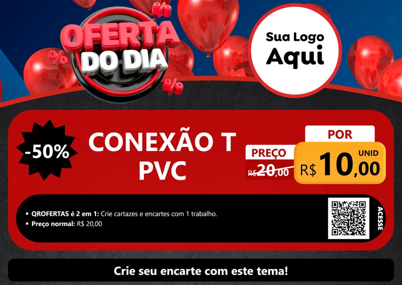 Modelo de Cartaz para Cartaz A4 Horizontal com o tema Oferta do Dia para Tubos e conexões