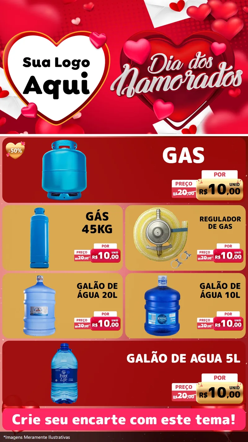 Modelo de TV para TV Vertical com o tema Dia Dos Namorados para Água e gás