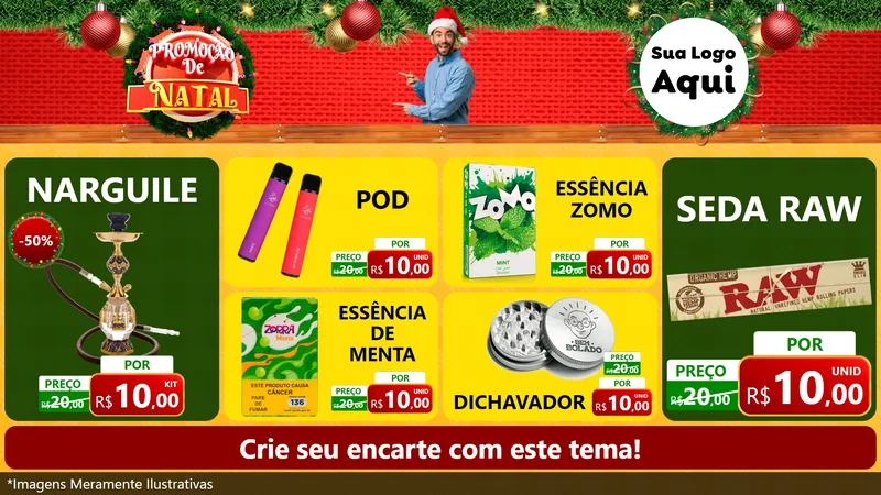 Modelo de TV para TV Horizontal com o tema Promoção de Natal para Tabacaria