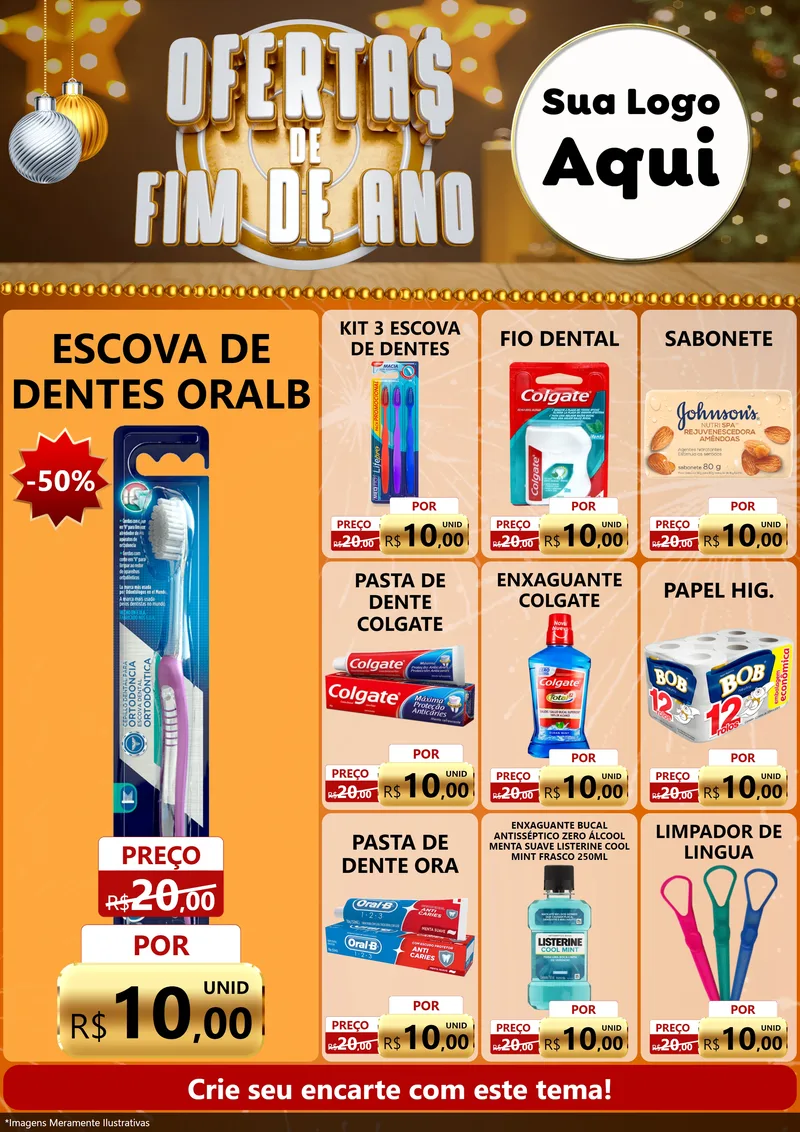 Modelo de Encarte para Encarte A4 Vertical com o tema Ofertas de Fim de Ano para Higiene Pessoal