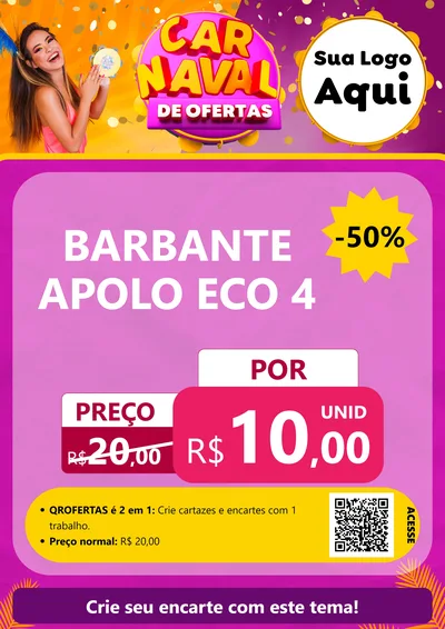 Modelo de Cartaz para Cartaz A4 Vertical com o tema Carnaval de Ofertas para Armarinho e Aviamentos