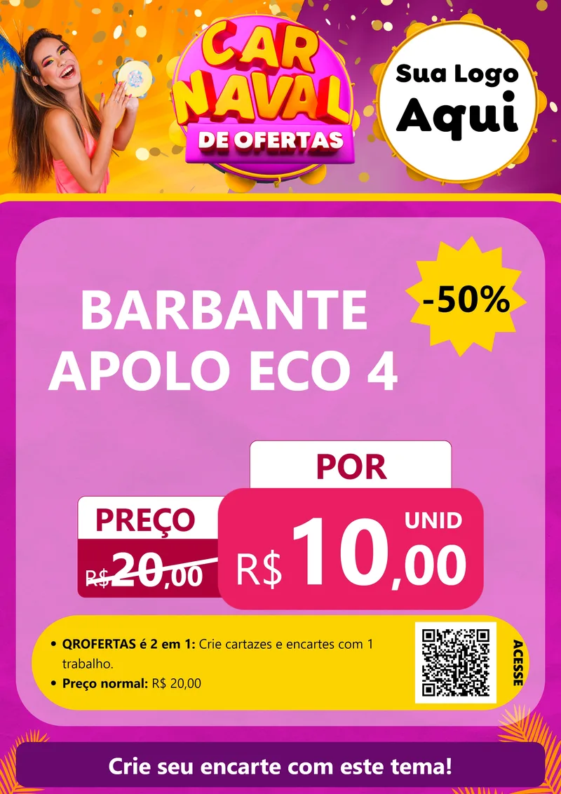 Modelo de Cartaz para Cartaz A4 Vertical com o tema Carnaval de Ofertas para Armarinho e Aviamentos
