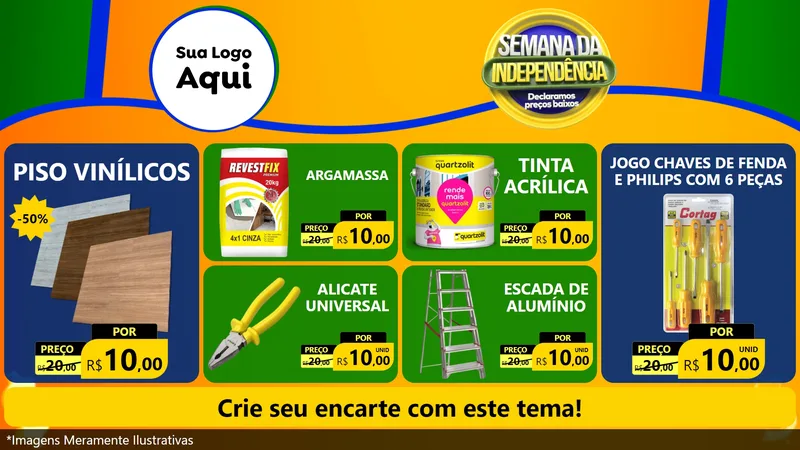 Modelo de TV para TV Horizontal com o tema Semana da Independência Declaramos Preços Baixos para Material para Construção