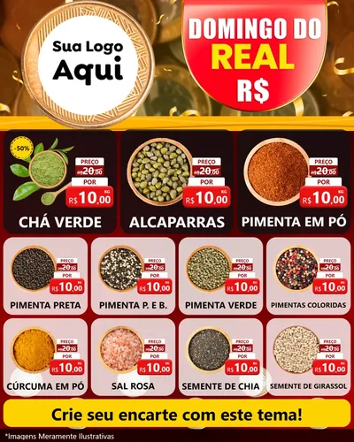 Modelo de Rede Social para Feed Instagram com o tema Domingo do Real para Produtos Naturais