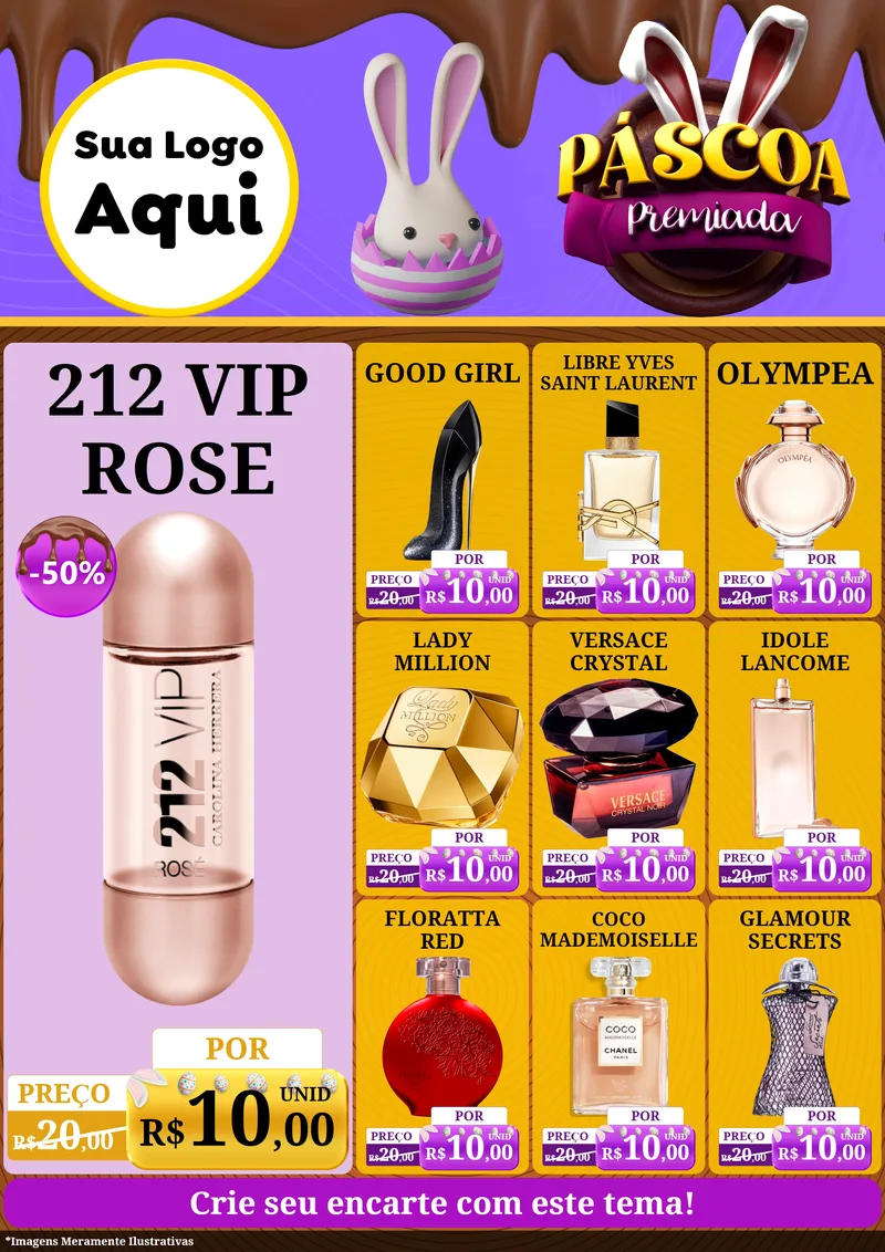 Modelo de Encarte para Encarte A4 Vertical com o tema Páscoa Premiada para Perfumes
