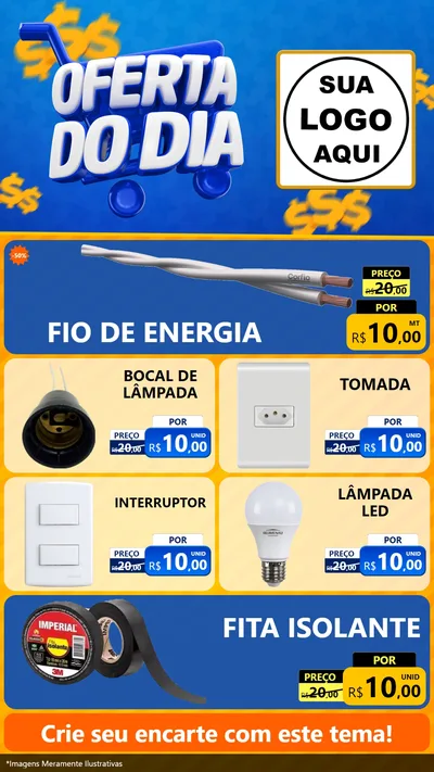 Modelo de TV para TV Vertical com o tema Oferta do Dia para Materiais Elétricos