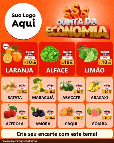 Modelo de Rede Social para Feed Instagram com o tema Quinta da Economia para Hortifrúti