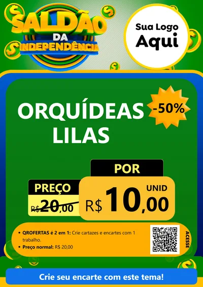 Modelo de Cartaz para Cartaz A4 Vertical com o tema Saldão da Indepêndencia para Floricultura e jardim