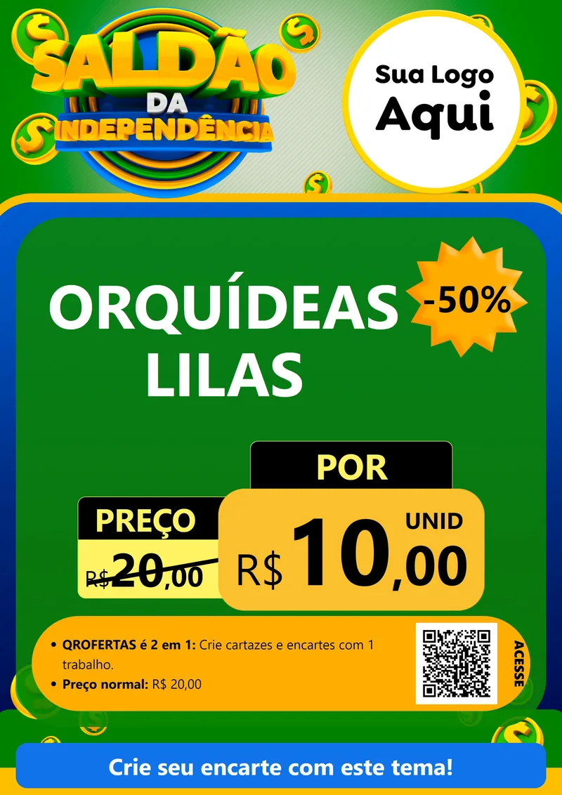 Modelo de Cartaz para Cartaz A4 Vertical com o tema Saldão da Indepêndencia para Floricultura e jardim
