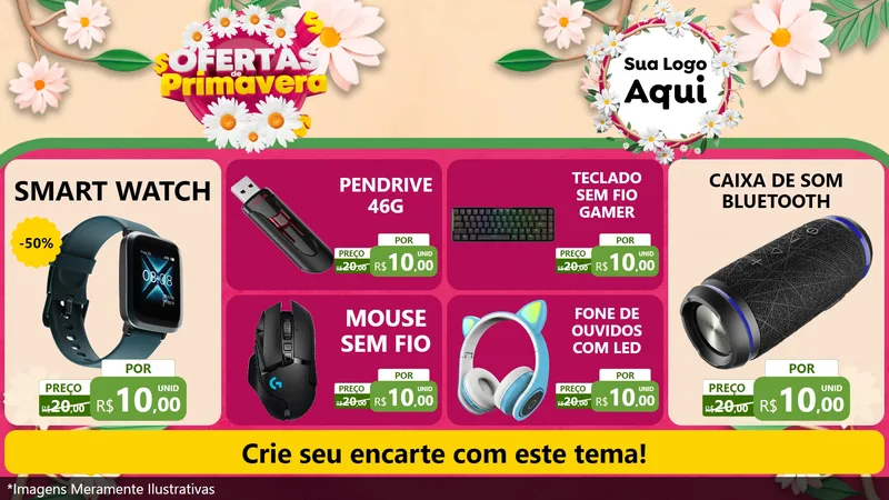 Modelo de TV para TV Horizontal com o tema Ofertas de Primavera para Informática