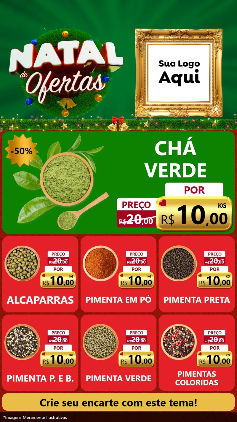 Modelo de Rede Social para Stories com o tema Natal de Ofertas para Produtos Naturais
