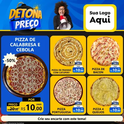 Modelo de Rede Social para Feed Facebook com o tema Detona Preços para Pizzaria
