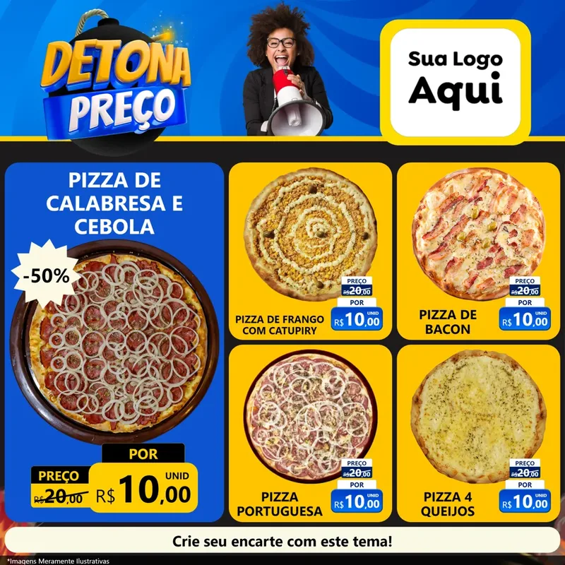 Modelo de Rede Social para Feed Facebook com o tema Detona Preços para Pizzaria