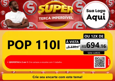 Modelo de Cartaz para Cartaz A4 Horizontal com o tema Super Terça Imperdível para Concessionaria de Motos