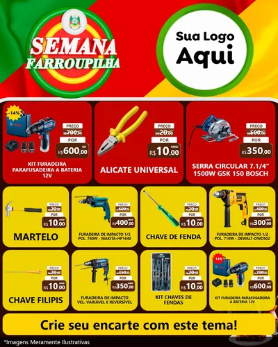 Modelo de Rede Social para Feed Instagram com o tema Semana Farroupilha para Maquinas e Ferramentas