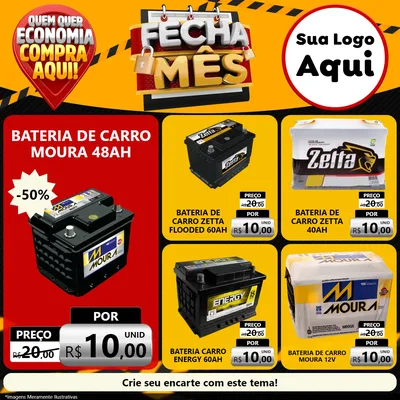 Modelo de Rede Social para Feed Facebook com o tema Fecha Mês para Baterias Elétricas
