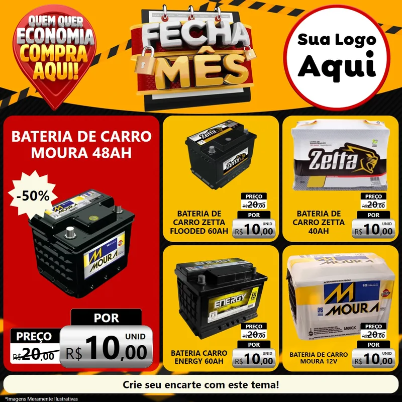 Modelo de Rede Social para Feed Facebook com o tema Fecha Mês para Baterias Elétricas