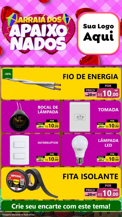 Modelo de TV para TV Vertical com o tema Arraiá dos Apaixonados para Materiais Elétricos