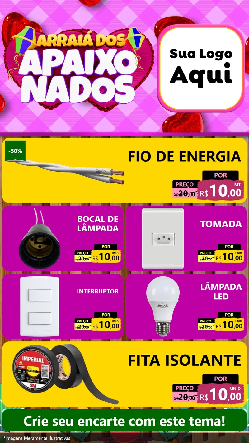 Modelo de TV para TV Vertical com o tema Arraiá dos Apaixonados para Materiais Elétricos